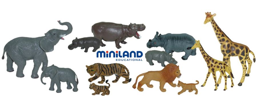 Divoká zvířata s mláďaty 12ks Miniland